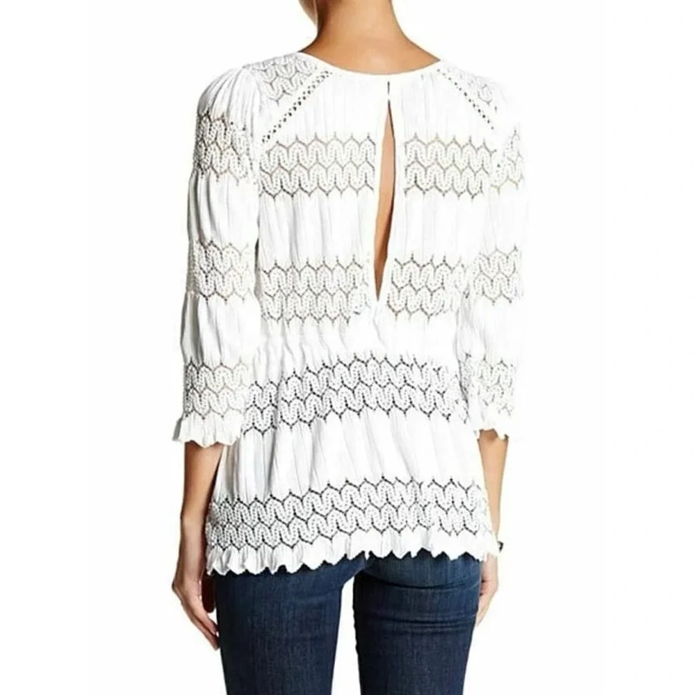 Free People Fire Island White Knit‎ Top, Size Large
